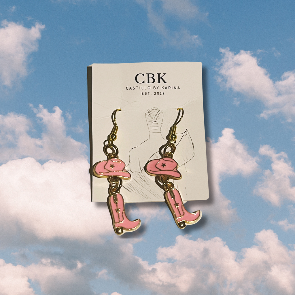 Pink western earrings